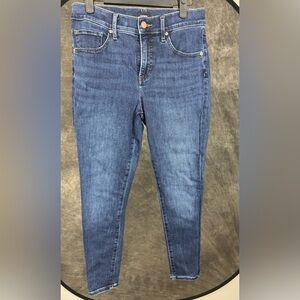 Express Dark Wash Skinny Jeans / Size 6 Short / Mid Rise Stretch